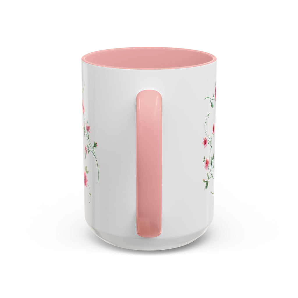 Floral Accent Coffee Mug – Pink Watercolor Blossoms (11/15oz)