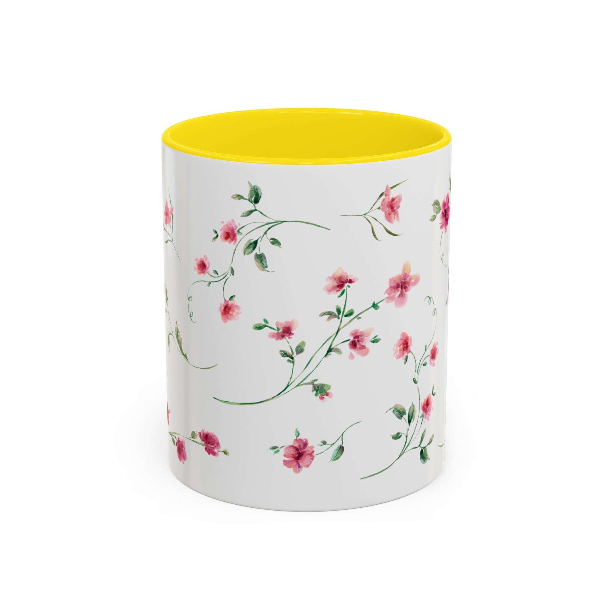 Floral Accent Coffee Mug – Pink Watercolor Blossoms (11/15oz)