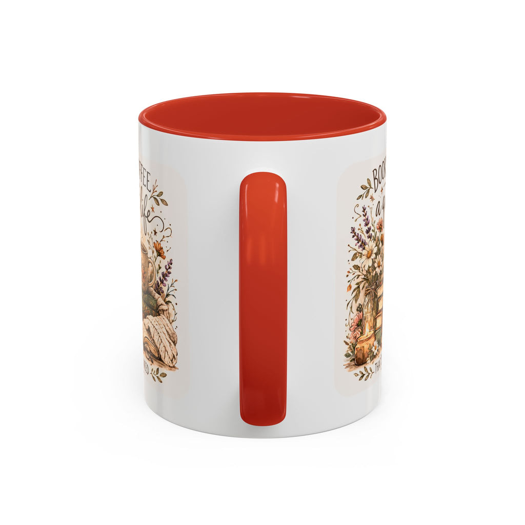 Books, Coffee & A Quiet Life Accent Coffee Mug — Cozy Literary Tea Cup (11/15oz)